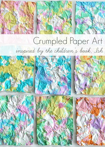 bright mottled colors on crumpled paper